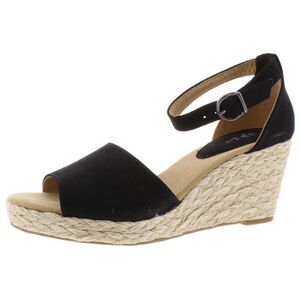 Style & Co. Womens Seleene Black Faux Suede Open Toe Wedge Sandals Shoes NWOB